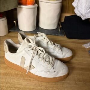 Veja White and Tan Sneakers